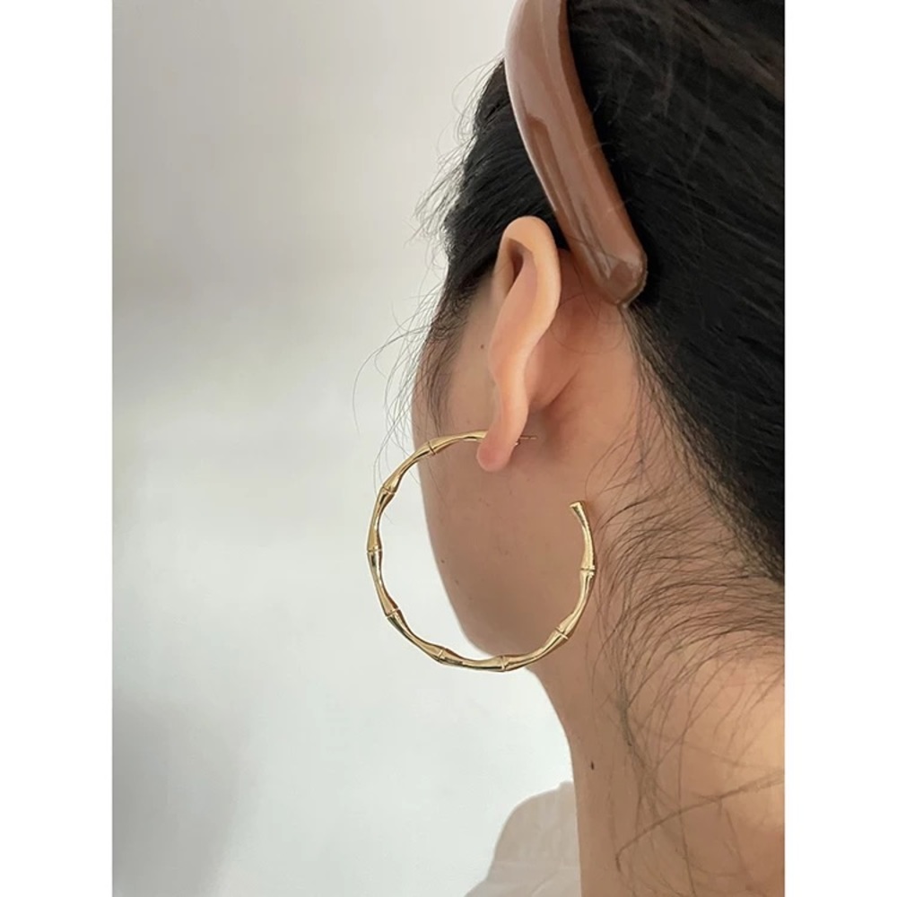 Bamboo Earring , Large Statement Bamboo Earring 1… - image 1